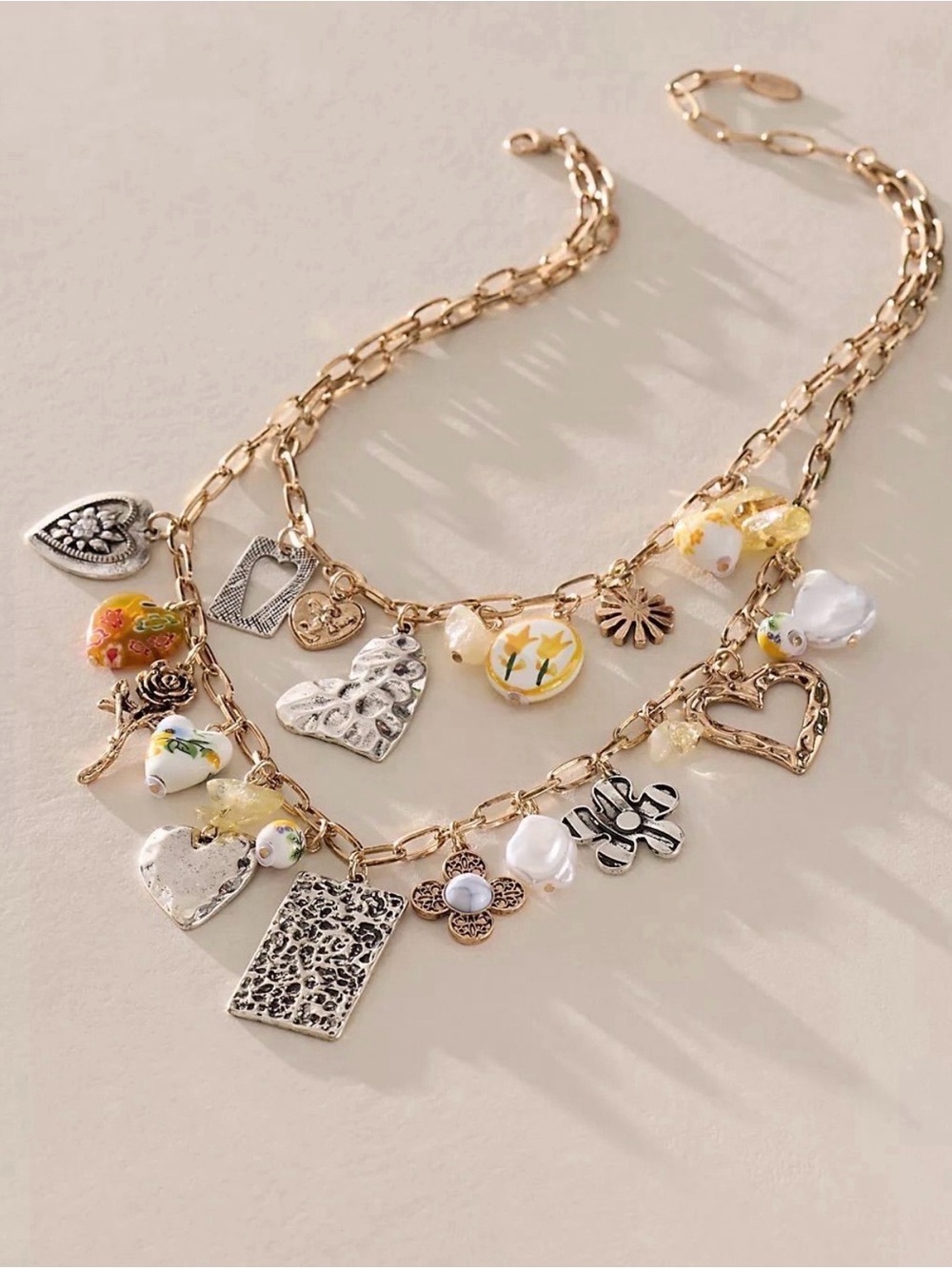 Free People Maximillion Charm Necklace Vintage Lover NWT - Picture 3 of 4